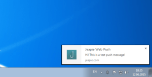 Доставленное Web Push уведомление в Windows